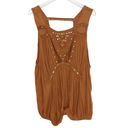 Free People  Burnt Orange Bohemian Cut Out Embellished Sleeveless Top Small Photo 2