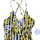 Luxxel  Romper Leaf Print Yellow Black White Stripe Women's Size Small Photo 3