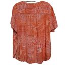 kim rogers  Curvy Womens Peach Pink V-Neck Short Sleeve Lace Panel Blouse Size 3X Photo 1