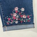 Lane Bryant  NWT 18 Blue Denim - Pink Floral Embroidered Boyfriend Capri Jeans Photo 2