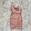 Saints + Secrets NWT  Sicily Asymmetrical Cowl Neck Sequin Mini Dress Blush sz XS Photo 3