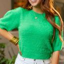 The Moon Day +  women's green fuzzy knit crop top size Medium NEW Photo 0