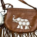 Boutique Boho Faux Leather Elephant Fringe Crossbody Bag Purse Brown Festival Photo 5