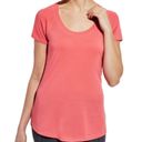 Calia by Carrie CALIA Coral Pink Mesh Panel Atheltic Workout Short Sleeve Top Photo 0