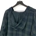 CP Shades  x FREE PEOPLE Pullover Hoodie Long Sleeve Top Blue Green Plaid M Photo 8