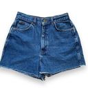 Vintage Chic Cutoff Jean Shorts Baggy Medium Wash High Waisted Mom Frayed Denim Blue Size 14 Photo 0