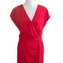 Badgley Mischka Belle  Red Faux Wrap Fitted Dress Size US 6 Photo 0