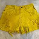 Under Armour Zara Women's Yellow Distressed Denim Shorts - Size 10 Photo 0