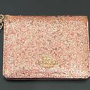 Coach  Genuine Leather Glitter Rose Gold Key Ring Card Case ID Holder Wallet Photo 1