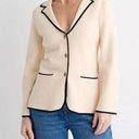 J.Crew  Contrast-Trim Waisted Sweater Blazer in Cream Size S BO147 Photo 0