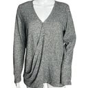 Olive & Oak  Sweater Gray Black Marled Surplice Front V-Neck Wrap Front Photo 0