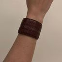 Bottega Veneta 🆕  | Leather Cuff Bracelet Small Braided Snakeskin Burgundy Red Photo 2