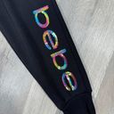 Bebe  Sport Rainbow Sequin Logo Fleece Jogger Pants Black Small Photo 3