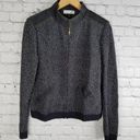 St. John Sport Knit Jacket Small Womens Boucle Full Zip Denim Accents Black Photo 0