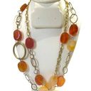 Coldwater Creek  Women’s Goldtone & Brown Quartz Stones Long Steam Necklace Photo 0