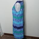 Kathie Lee Collection blue multi pattern midi tank dress size 10 Photo 3