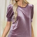 Acting Pro NEW  Mauve Velvet Top with Short Banded Puff Sleeves Plus Size 1X Photo 2