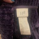 J.Jill  Button Cardigan Fleece w/velour Back/Trim Women’s Large Dark Purple Plum Photo 1