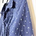 Joie  Marvella Navy Blue White Textured Polka Dot Pleated Button Down Size S Photo 4