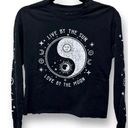 The Moon Rebellious Black Long Sleeve Tee Yin Yang Sun Graphic XS Cotton Astrology Photo 0