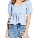 English Factory Nordstrom,  New Blue Gingham Peplum Puff Sleeve Top Size Small Photo 0