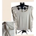 Cynthia Steffe Cece creme colored and gold specs ruffled statement sleeve blouse size small NWT Photo 1