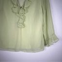 Dress Barn  V Neck Ruffle Crinkle Blouse Green Sz Photo 3