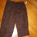 kim rogers  brown 100% linen elastic back waist crop pants XL NWT Photo 0