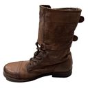 All Saints Brown Distressed Leather Damisi Military Combat Boots Photo 2