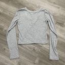 Unique Vintage Gray Long Sleeve Crop Top Photo 3