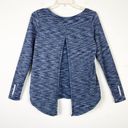 Zyia  Navy Space Dye Long Sleeve Split Open Back Athletic Shirt Size M Photo 3