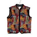 Coldwater Creek Needlepoint Colorful Art Deco Vintage Sleeveless Full Zip Vest M Photo 0