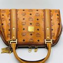 MCM  VISETOS SIGNATURE LEATHER COGNAC SATCHEL MEDIUM Photo 10