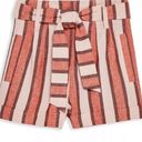 Topshop  Striped Paperbag Linen High Waisted Shorts Photo 3