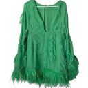 Alexis  Gracelle Feather Trim Mini Dress in Emerald Sz M Photo 0