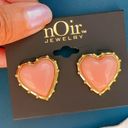 Noir gold tone orange peach pink hearts studs earrings Photo 3