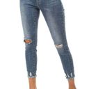 One Teaspoon  Jean Women 24 Blue Denim Distressed High Waist Freebirds II Skinny Photo 2