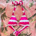 Ralph Lauren y2k  hot pink striped gold ring halter bikini top Photo 6