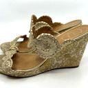 Jack Rogers  Livvy Gold Leather Embroidered Wedge Women's 9 US Photo 1