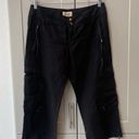 Juicy Couture Y2K Black Cargo Cropped Juicy Coture Linen Boho Casual Retro Pants Capris Small Photo 8