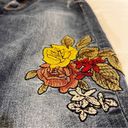 ZARA   Basic Z1975 Jeans Blue Floral Embroidered Distressed 5 Pocket Size 6 Photo 3