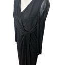 Baltic Born  Devlyn Pleated Midi Dress Black Shimmer V Neck Women’s Size L New Photo 5