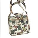 Tous  Crossbody Handbag Multi~Color Front Zipper Pocket Logo Charm Tan Green Rust Photo 4