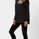 Sweaty Betty  Tora Black Tiger Embroidered Oversized Crewneck Sweatshirt L Photo 0