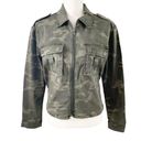 Good American  NWT Camo Print Soft Stretch Short Military Jacket Army Green Sz XS Photo 3