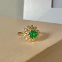 American Vintage Vintage “Eurydice” Green Gold Adjustable Cocktail Ring Sunburst Emerald Femme Classic Photo 4