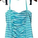 Lime Ricki NWT  Bandeau Pool Stripe Tankini Top Blue Aqua White Size M Medium New Photo 0