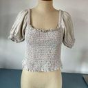 We The Free  womens top tan smocked cropped size M Photo 0