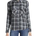 Zadig & Voltaire  Talmi Skull Embellished Plaid Button Down Top - Blue/Gray - XS Photo 1