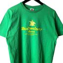 Budweiser Vintage Y2K  Beer T Shirt Green Large L Graphic Tee 100% Cotton Solid Photo 0